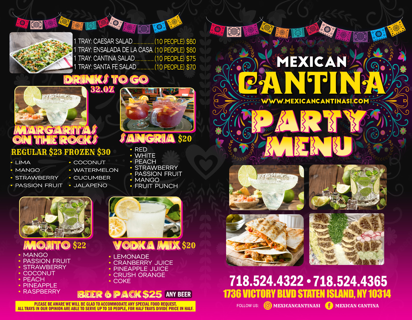 Mexican Catering Staten Island Party Menu Mexican Cantina